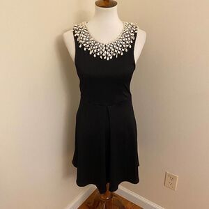 Free People Black Waffle Knit Dress with Lace Peter Pan Collar Small